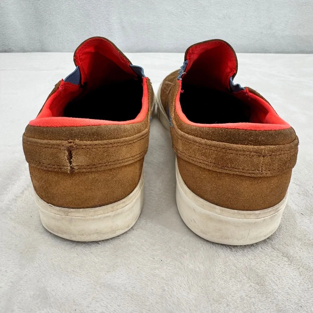 Nike Zoom SB Stefan Janoski Slip Tan Blue Mens Size 10 Brown Suede Nike Swoosh